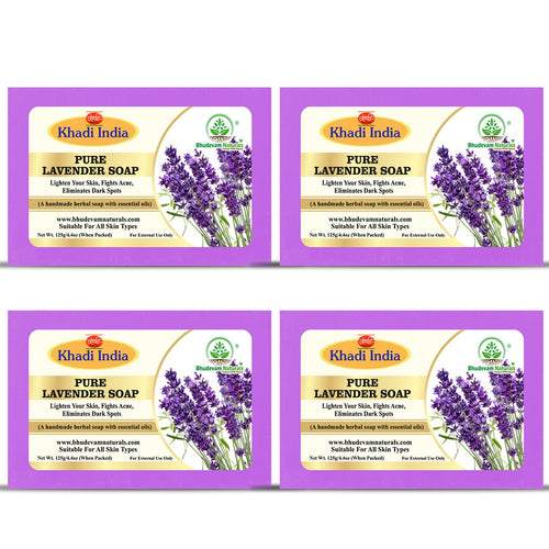 Bhudevam Naturals Khadi Pure Lavender Handmade Bath Soap for Relaxing Aroma, Soft & Glowing Skin 500gm - 1