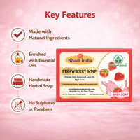 Bhudevam Naturals Khadi Strawberry Handmade Bath Soap for Soft, Smooth & Radiant Skin 500gm - 2