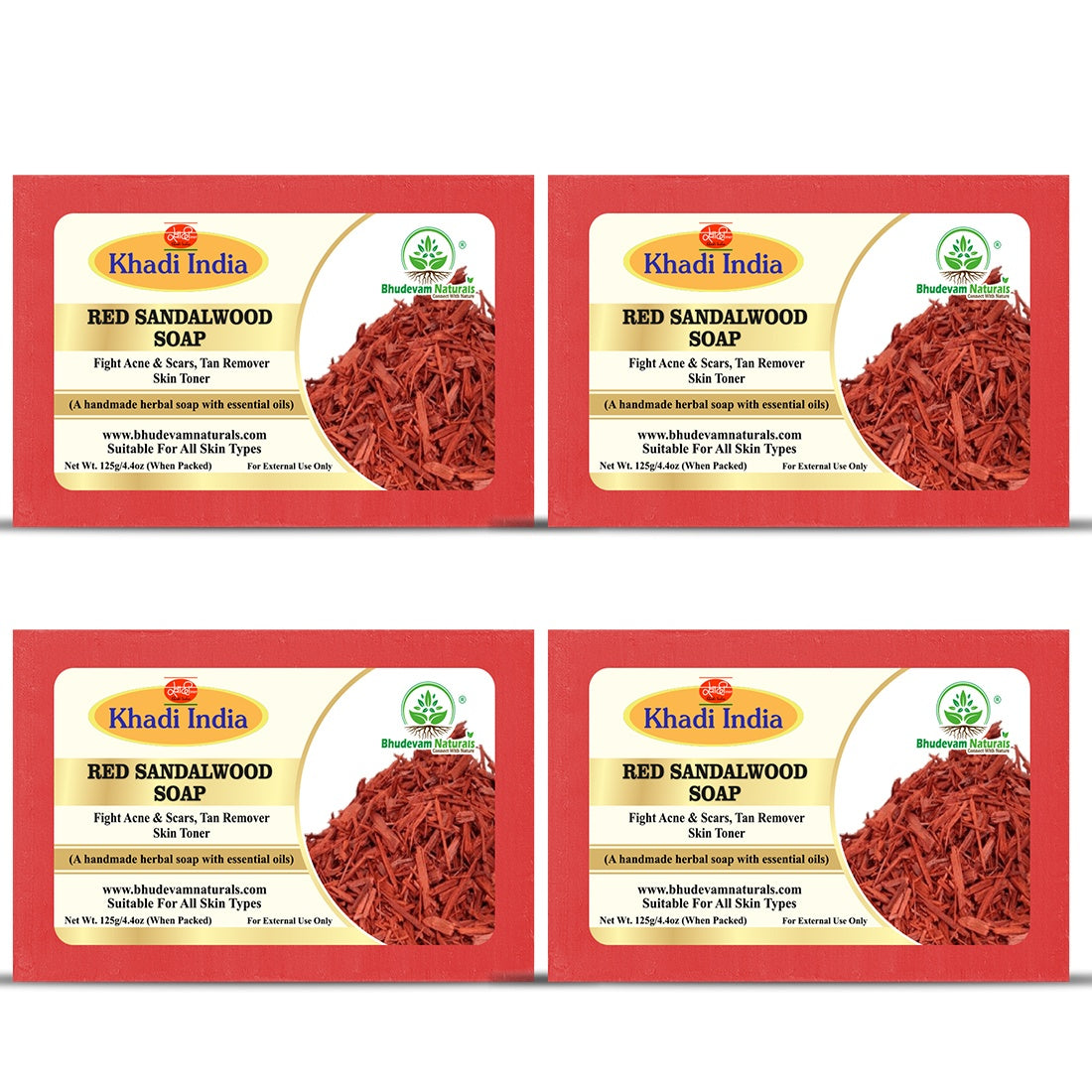 Bhudevam Naturals Khadi Red Sandalwood Soap For Natural Skin Brightening & Tan Removal Bath Soap 500gm - 1