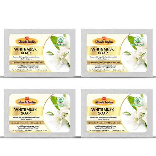 Bhudevam Naturals Khadi White Musk Soap – Luxury Fragrance Bath Soap for Soft & Smooth Skin 500gm - 1