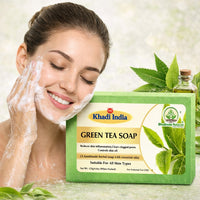 Bhudevam Naturals Khadi Green Tea Bath Soap for Clear & Healthy Skin | Natural Handmade Soap for Acne & Oil Control 500gm - 3