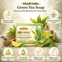 Bhudevam Naturals Khadi Green Tea Bath Soap for Clear & Healthy Skin | Natural Handmade Soap for Acne & Oil Control 500gm - 6
