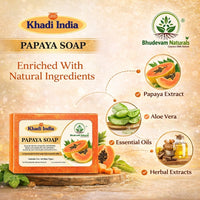 Bhudevam Naturals Khadi Handmade Papaya Soap Bar – Exfoliating & Deep Cleansing Bath Soap for Face & Body 500gm - 6