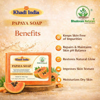 Bhudevam Naturals Khadi Handmade Papaya Soap Bar – Exfoliating & Deep Cleansing Bath Soap for Face & Body 500gm - 8