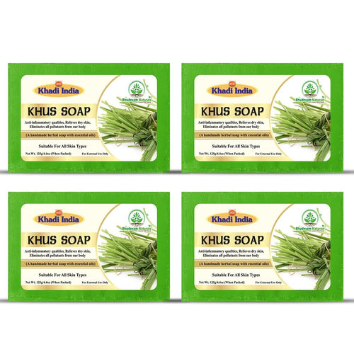 Bhudevam Naturals Khadi Handmade Khus Soap For Cooling & Skin Refreshing Bath Soap 500gm - 1