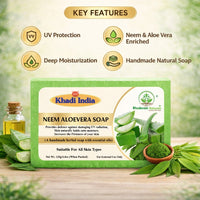 Bhudevam Naturals Khadi Handmade Neem Aloe Vera Soap – Anti-Acne & Skin Soothing Bath Soap 500gm - 7