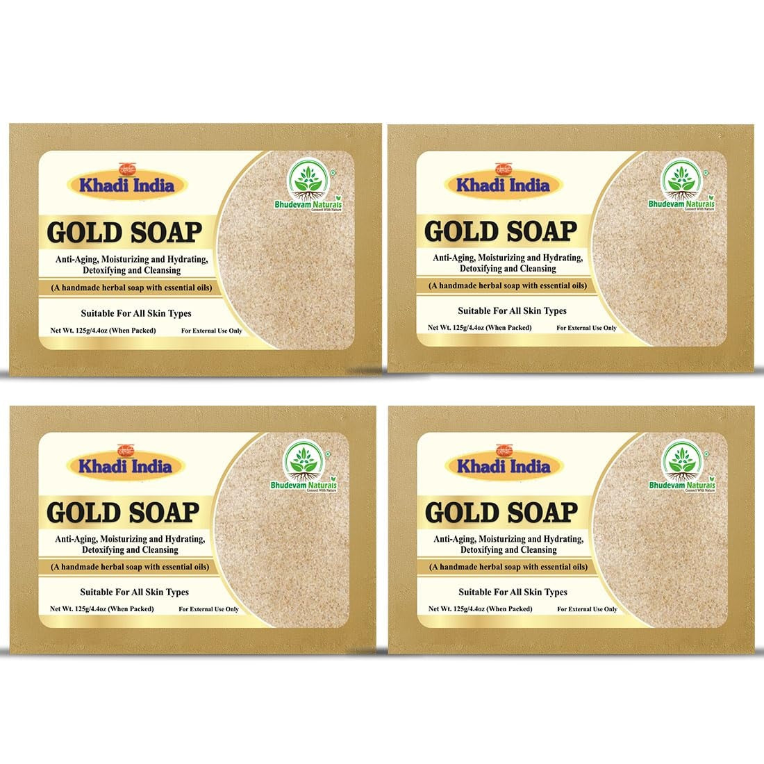 Bhudevam Naturals Khadi Handmade Gold Soap For Luxury Skin Brightening & Glow Soap 500gm - 1