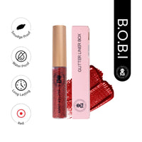 BOBI Glitter Eyeliner Red | Diamond Sparkle Finish | Waterproof Long Wear | Quick Dry Smudgeproof | Felt-Tip Precision | Cruelty-Free Paraben-Free-5ml - 1