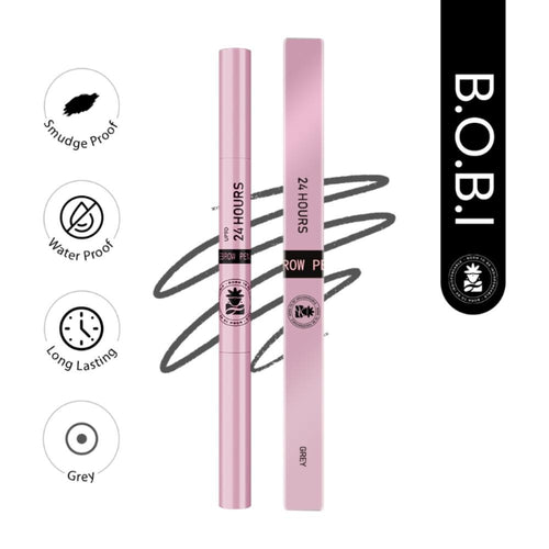 BOBI Eyebrow Pencil Grey | Waterproof Smudgeproof Finish | Built-In Spoolie Brush | Long Lasting Smooth Texture | Paraben-Free Cruelty-Free | Precision Brow Definer-5gm - 1