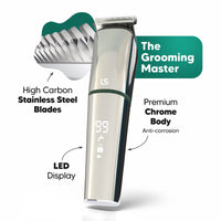 LetsShave Head, Face & Body Groomer for Men, 6 Grooming Heads + 6 Combs + 1 Stand Combo