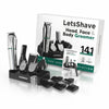 LetsShave Head, Face & Body Groomer for Men, 6 Grooming Heads + 6 Combs + 1 Stand Combo