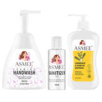 Asmee Lemongrass & Jojoba oil Body Wash+Hand Sanitizer Gel+Orchid Foaming Hand Wash