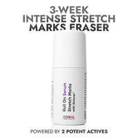 CosIQ Stretch Marks Removal Roll-On Serum with Striover, Scar Removal, Uneven Skin Tone, All Skin Types, 40ml