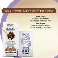 DR.Rashel Coffee Nose Pore Strips 10 Strips & 10 Wipes 35 gm