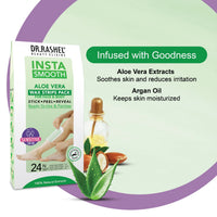 DR.RASHEL INSTA SMOOTH WAX STRIPS PACKS 24PCS - ALOE VERA, Gently removes hair, soothes skin, and moisturizes with Aloe Vera.