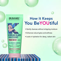 DR.RASHEL Korean Glass Skin Essence Face Wash | Hydrating & Radiance-Boosting Cleanser for Smooth, Dewy Skin (100ML)