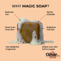 Ghar Soaps Magic Soap Sandal Wood And Saffron for DeTan and Glowing Brightening Skin