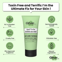 Ghar Soaps Anti-Acne with Salicylic Acid, Neem for Clear Skin, 100 ml Face Wash