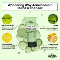 Ghar Soaps Anti-Acne with Salicylic Acid, Neem for Clear Skin, 100 ml Face Wash
