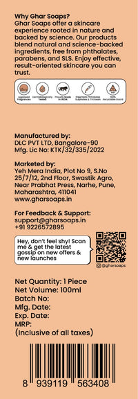Ghar Soaps Magic De-Tan Face wash I With Sandalwood ,Saffron & Glutathione