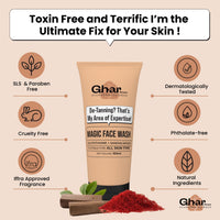 Ghar Soaps Magic De-Tan Face wash I With Sandalwood ,Saffron & Glutathione