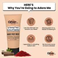 Ghar Soaps Magic De-Tan Face wash I With Sandalwood ,Saffron & Glutathione