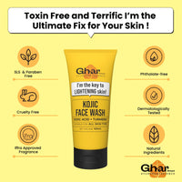 Ghar Soaps Skin Lightening with Kojic Acid + Turmeric, Brighter Skin Face Wash