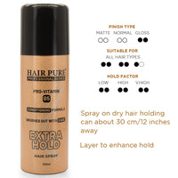 Hair Pure Pro-Vitamin B5 Conditioning Formula Extra Hold Hair Spray - 100 ml Pack of 2