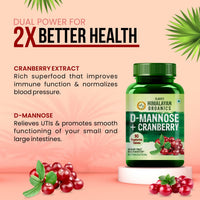 Vlado's Himalayan Organics D-MANNOSE + CRANBERRY Supplement - 90 Tablets