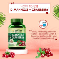 Vlado's Himalayan Organics D-MANNOSE + CRANBERRY Supplement - 90 Tablets