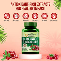 Vlado's Himalayan Organics D-MANNOSE + CRANBERRY Supplement - 90 Tablets