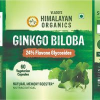 Vlado's Himalayan Organics Ginkgo Biloba for Healthy Brain Functions | 500Mg | 60 Veg Capsules