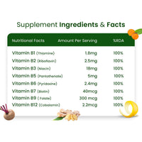 Vlado's Himalayan Organics Plant Based B-Complex Vitamins B12, B1, B2, B3, B5, B6, B9 and Biotin for Metabolism, Hair and Energy