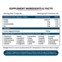 Vlado’s Himalayan Organic Probiotics 60 Billion CFU + 170Mg Prebiotics + 24 Strains Supplement | Better Nutrient Absorption | Healthy Digestion, Stronger Immunity & Overall Wellness - 60 Veg Capsules