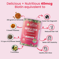 Vlado's Himalayan Organics Hair & Skin Gummies 40 mcg Biotin For Hair Growth & Glowing Skin