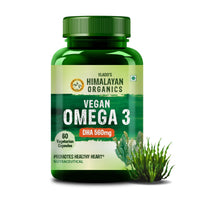 Vlado's Himalayan Organics Vegetarian Omega 3 1120mg with Algal DHA | 3X Strength Plant-Based Omega-3 | No Fish Oil | Supports Heart, Eye, Brain & Joint Health | 60 Vegetarian Capsules