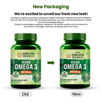 Vlado's Himalayan Organics Vegetarian Omega 3 1120mg with Algal DHA | 3X Strength Plant-Based Omega-3 | No Fish Oil | Supports Heart, Eye, Brain & Joint Health | 60 Vegetarian Capsules