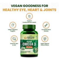 Vlado's Himalayan Organics Vegetarian Omega 3 1120mg with Algal DHA | 3X Strength Plant-Based Omega-3 | No Fish Oil | Supports Heart, Eye, Brain & Joint Health | 60 Vegetarian Capsules
