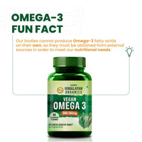 Vlado's Himalayan Organics Vegetarian Omega 3 1120mg with Algal DHA | 3X Strength Plant-Based Omega-3 | No Fish Oil | Supports Heart, Eye, Brain & Joint Health | 60 Vegetarian Capsules