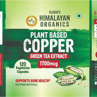 Vlado's Himalayan Organics Plant Based Copper 1700mcg with Green Tea Extract - 120 Veg Capsules