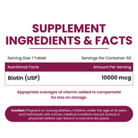 Vlado's Himalayan Organics Biotin 10000Mcg For Healthy Hair And Skin - 60 Tablets