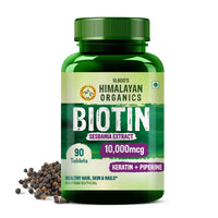 Vladoâ€™s Himalayan Organics Biotin 10000 Mcg For Glowing Skin, Fight Nails And Strong Hair (90 Tablets)