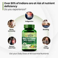 Vladoâ€™s Himalayan Organics Multivitamin with Probiotics â€“ 60 Veg Tablets | 60 Ingredients for Men & Women