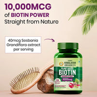 Vladoâ€™s Himalayan Organics Plant-Based Biotin 10,000mcg â€“ 120 Veg Capsules | Hair Growth, Glowing Skin & Stronger Nails Supplement for Men & Women