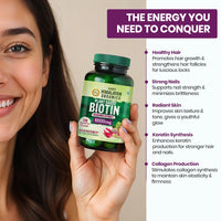 Vladoâ€™s Himalayan Organics Plant-Based Biotin 10,000mcg â€“ 120 Veg Capsules | Hair Growth, Glowing Skin & Stronger Nails Supplement for Men & Women
