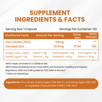 Vlado’s Himalayan Organics Zinc Citrate Supplement – Immune Booster with Iron Absorption & Antioxidant Support – 120 Veg Capsules