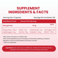 Vladoâ€™s Himalayan Organics Manganese 4mg â€“ Plant-Based Bone & Metabolism Support Supplement â€“ 120 Veg Capsules
