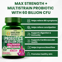 Vladoâ€™s Himalayan Organics Probiotics for Women â€“ 60 Billion CFU + 24 Strains & Prebiotics â€“ Gut Health, Bloating & Digestion Support â€“ 60 Capsules
