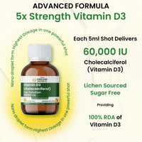 Vlado’s Himalayan Organics Vitamin D3 60000 IU – Cholecalciferol Oral Solution Shots, Sugar-Free, Orange Flavor – 5ml x 8 Bottles