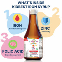 HealthBest Haematinic Iron Syrup for Kids | Zinc | Folic Acid | 200 ML